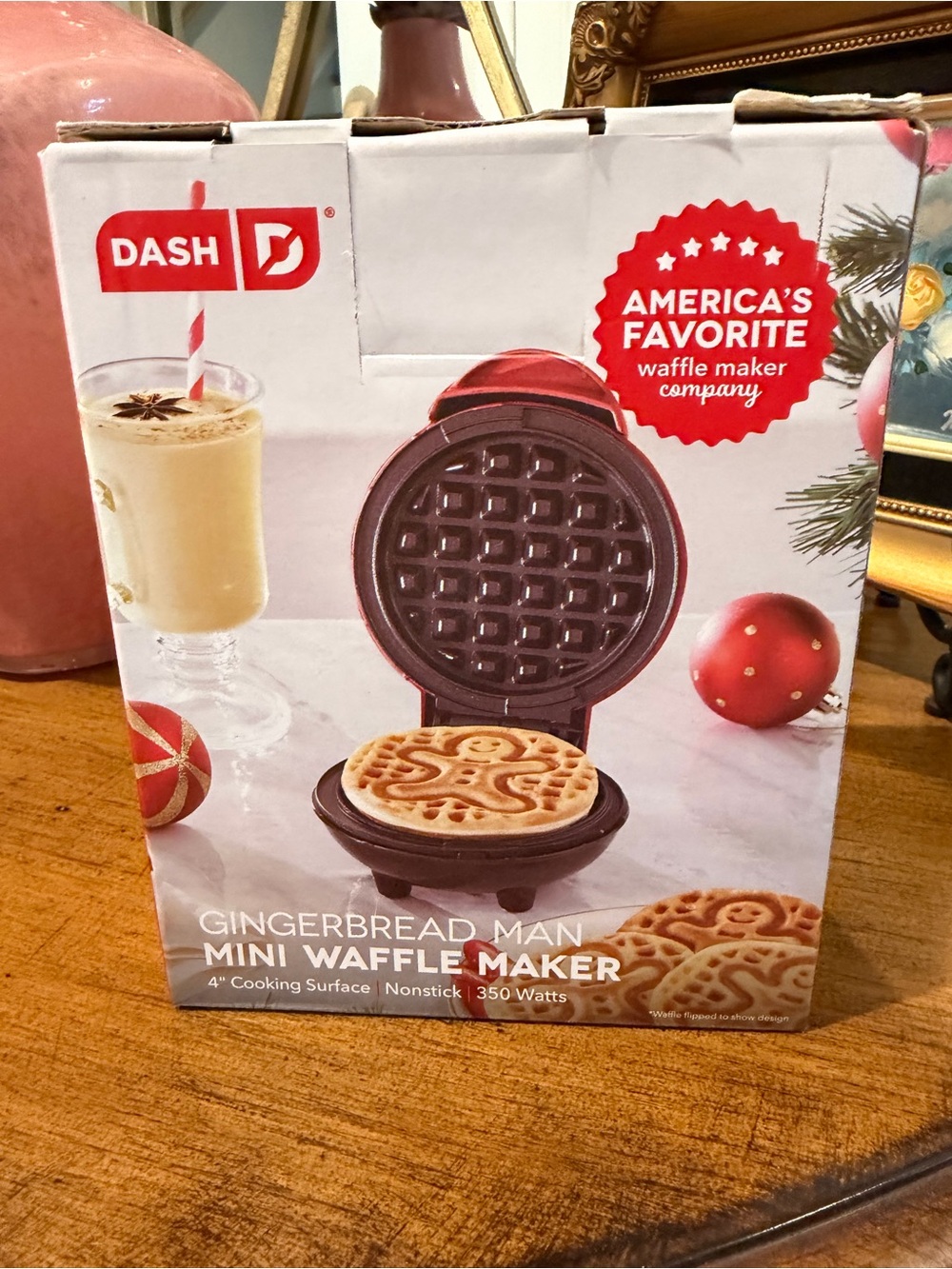 Dash Gingerbread Man Mini Waffle Maker - Red